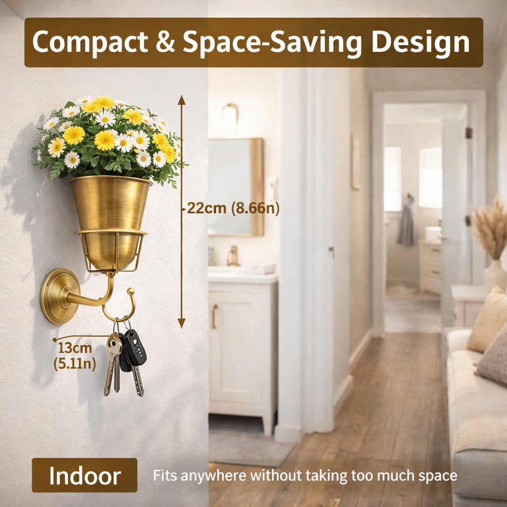 🌸 Wall-Mounted Flower Vase with Hook