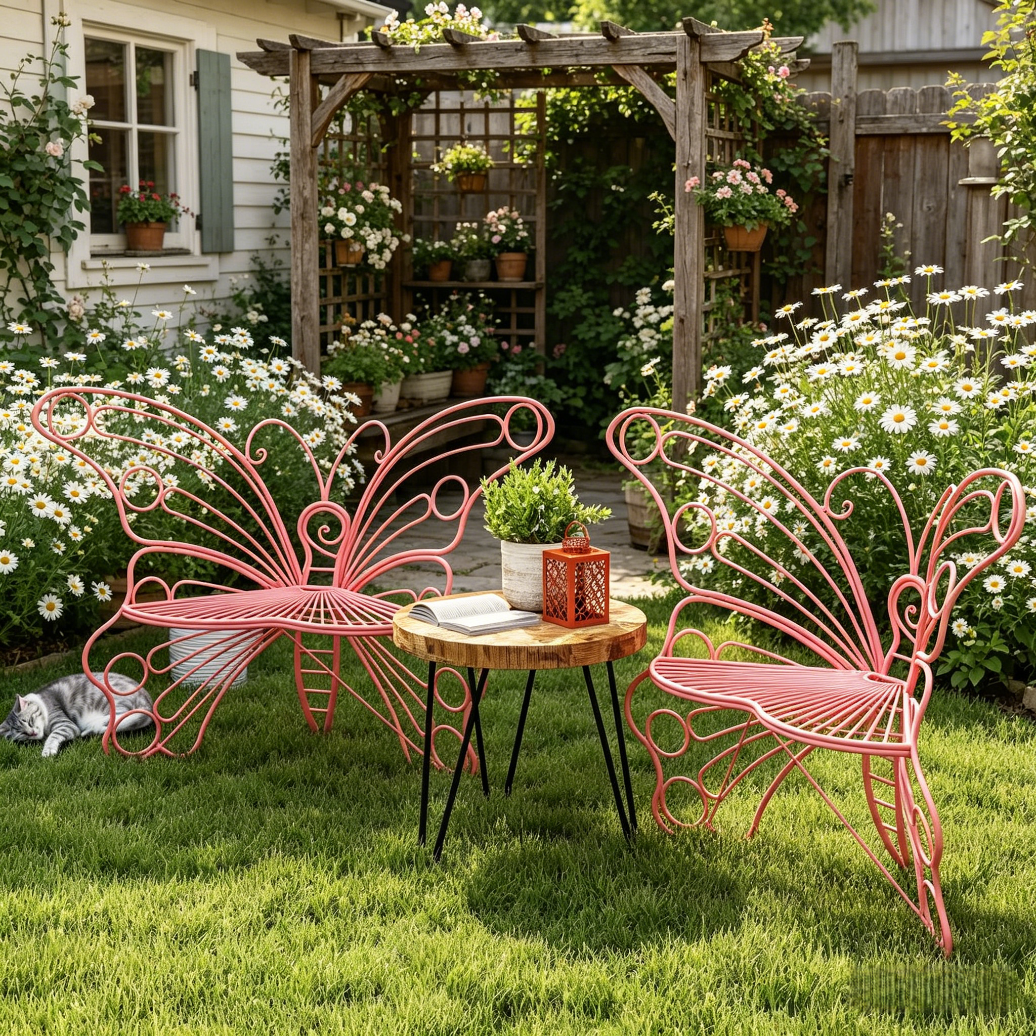 Y2K Aesthetic Outdoor Metal Butterfly Chairs