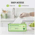 Disposable Vinyl Gloves, Food Safe, Latex-Free Powder-Free Clear Plastic Gloves for Cooking, House Clean, Food Prep