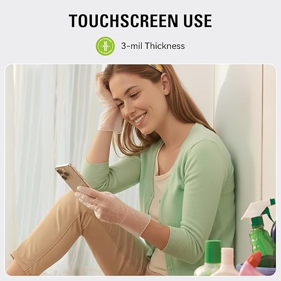 Disposable Vinyl Gloves, Food Safe, Latex-Free Powder-Free Clear Plastic Gloves for Cooking, House Clean, Food Prep