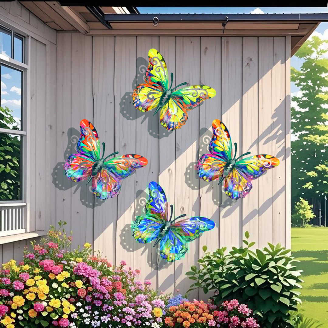 A complete set! 4Pcs Butterfly Metal Wall Decor