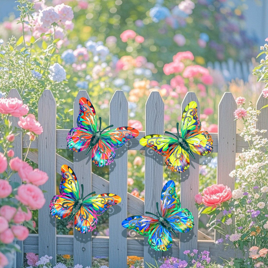 A complete set! 4Pcs Butterfly Metal Wall Decor